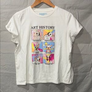 Art History Dog Graphic Tee - White, Pink, Blue